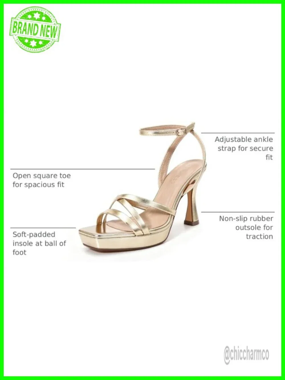 Berness Women's Square Open Toe Ankle Strap Platform Kitten Heel Sandals